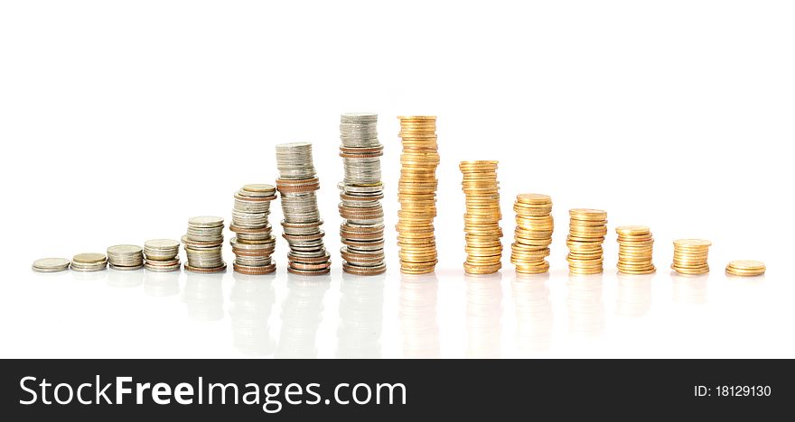 Coins isolated on the white background