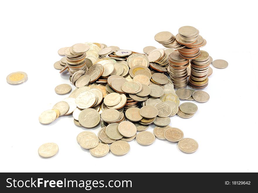Coins isolated on the white background