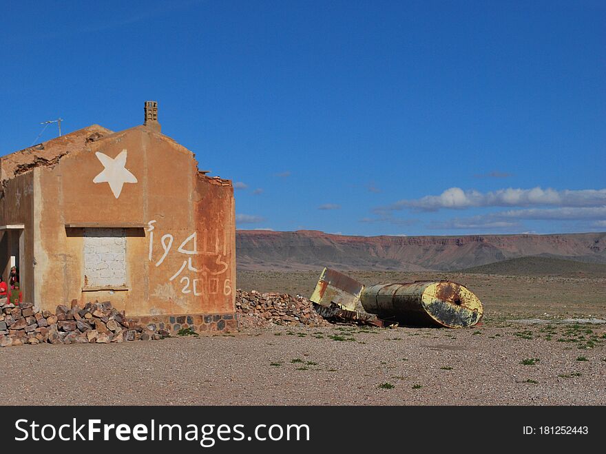 Apocalyptic landscape close to high Atlas in Africa. Apocalyptic landscape close to high Atlas in Africa.