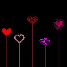 Pink Red Hearts Stalks Background Royalty Free Stock Images