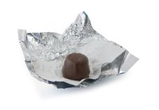 Chocolate On A Foil Stock Image Chocolate On A Foil Stock Image