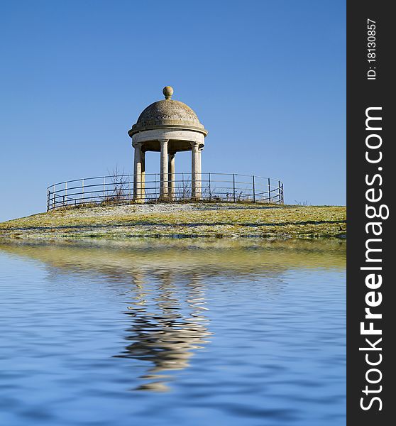 Historic temple reflected in water. Historic temple reflected in water