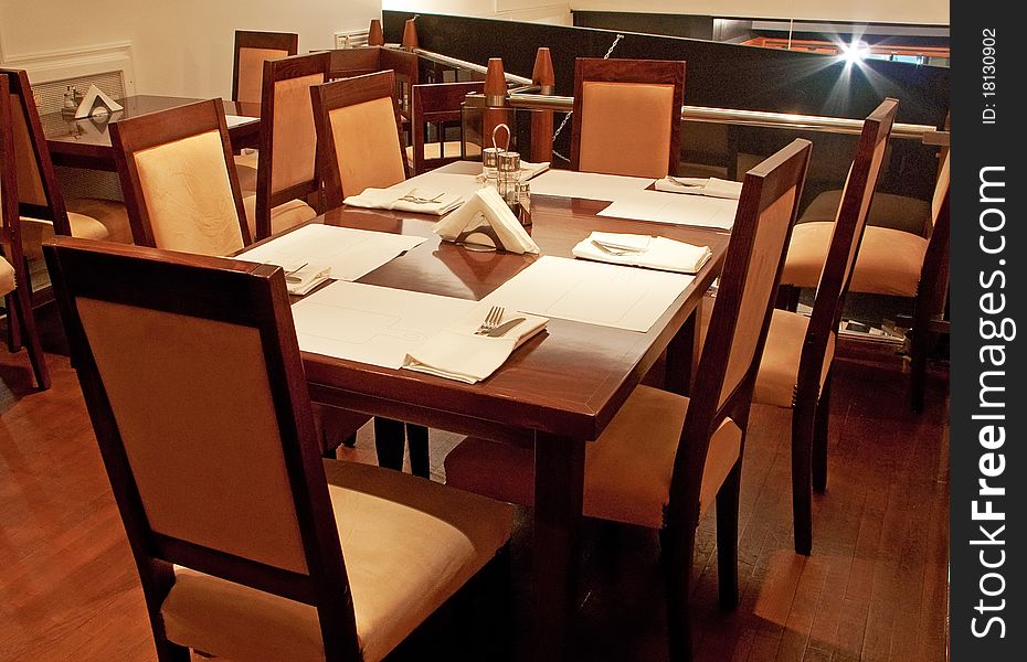 Restaurant table with six seats