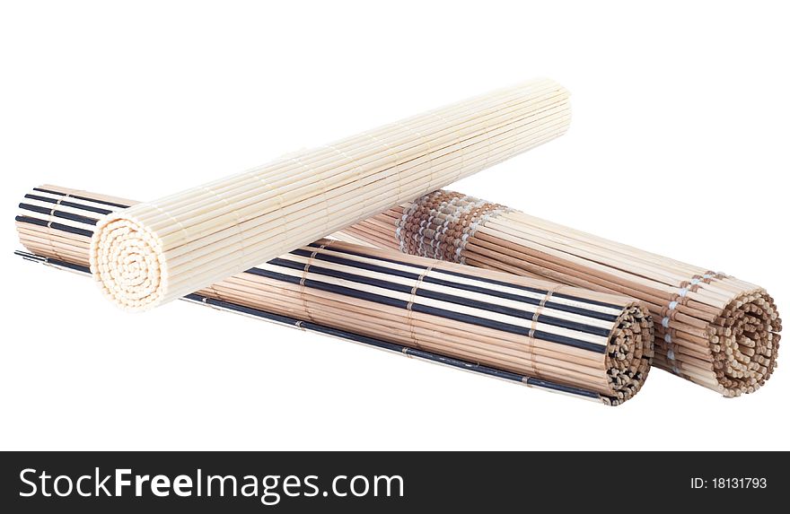 Rolled up bamboo mat