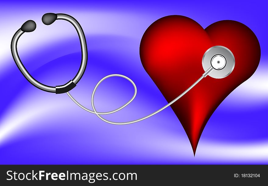 Stethoscope and red heart - abstract medical illustration