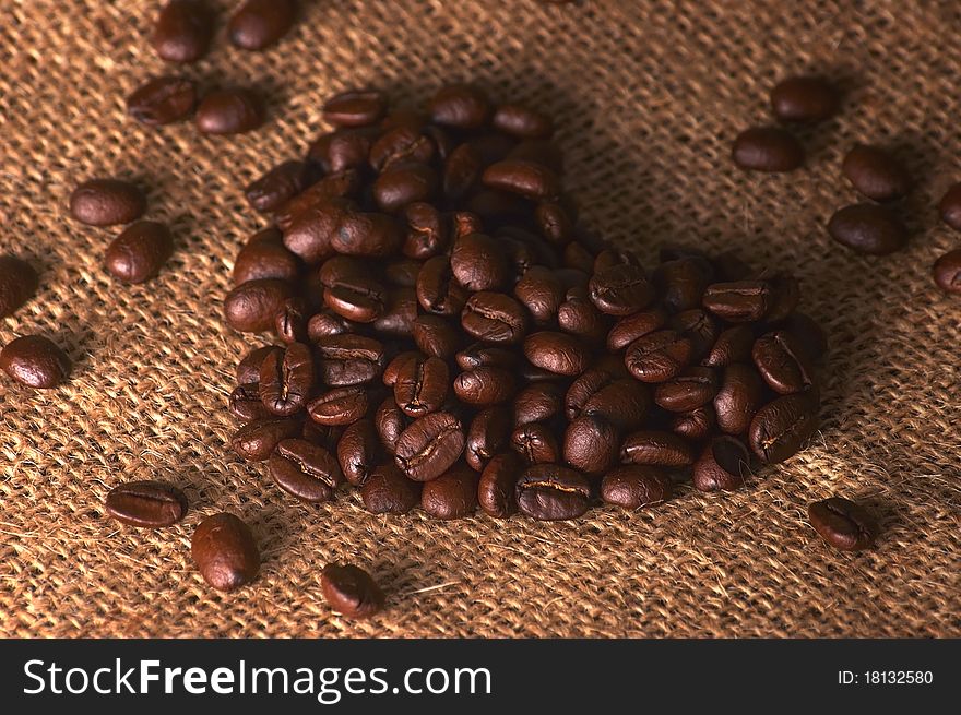 Coffee grains laid out by heart