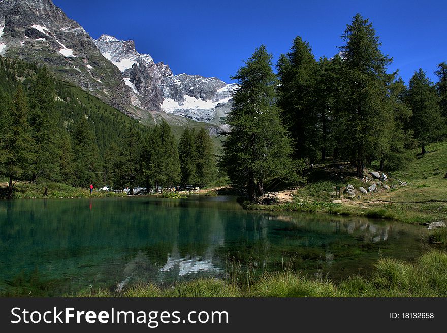 Vista of Blue lake in Aosta Valley. Vista of Blue lake in Aosta Valley.