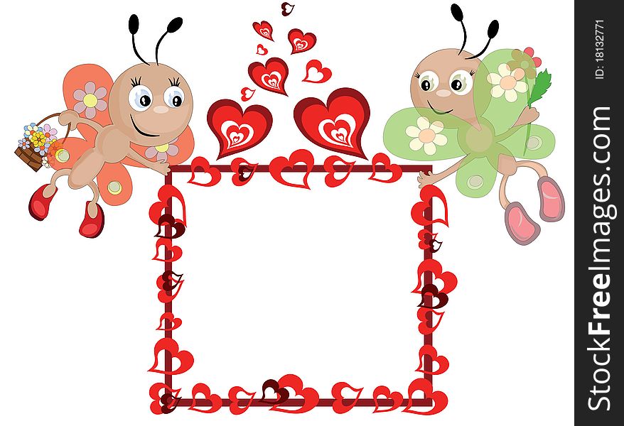 Butterflies with heart,frame