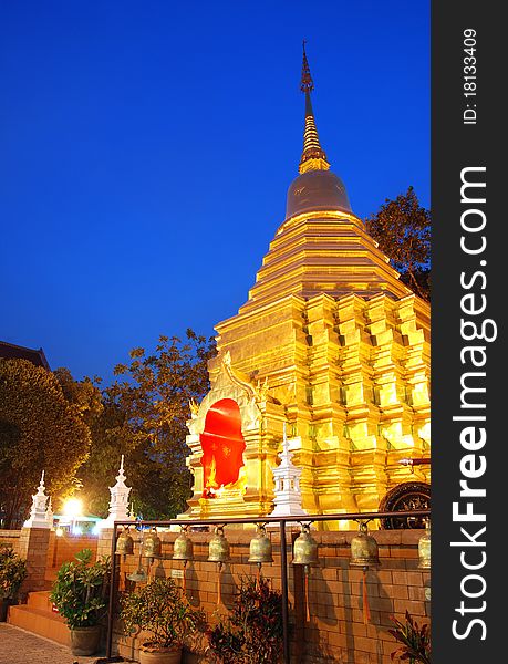 Wat Phan On in the center of Chiang Mai at night. Thailand. Wat Phan On in the center of Chiang Mai at night. Thailand