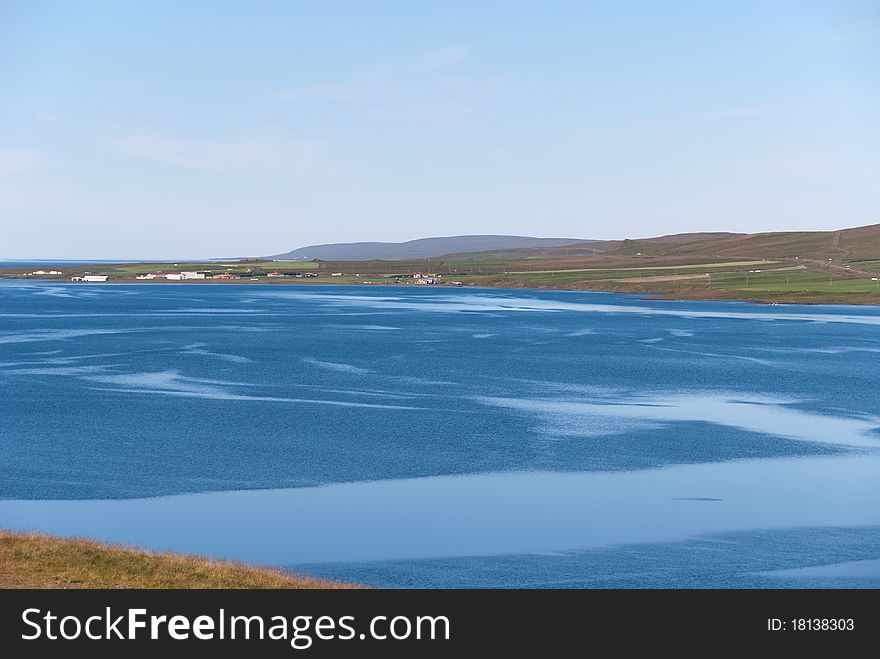 Breeze on the sea in a bay on the peninsula Vatnsnes