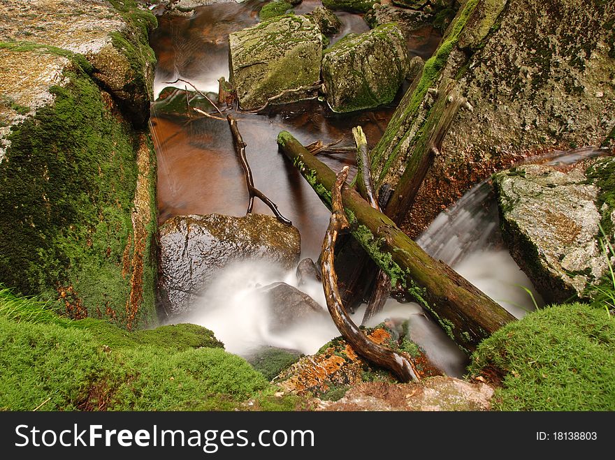 Waterfall in the forest with a long exposure