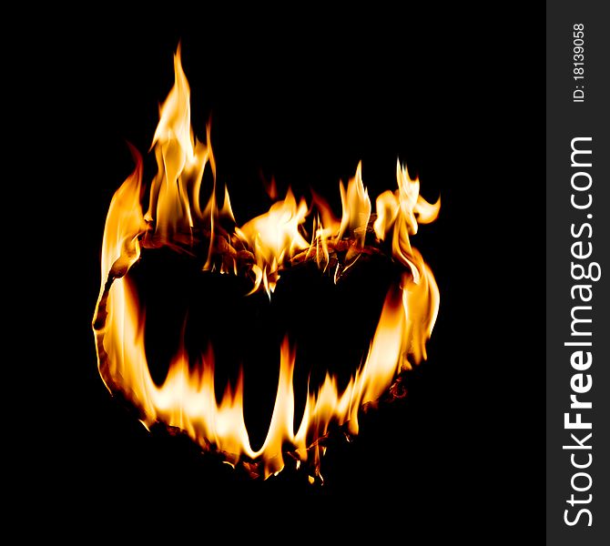Heart shape in fire flame