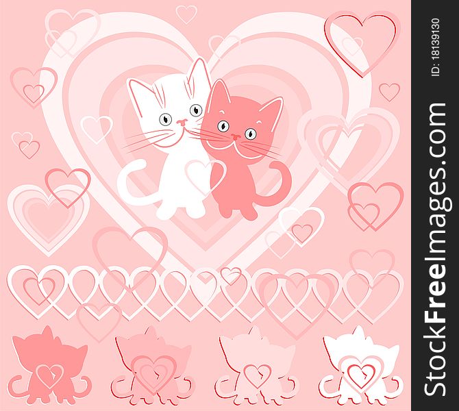 Postcard for Valentine`s day, cat. Postcard for Valentine`s day, cat