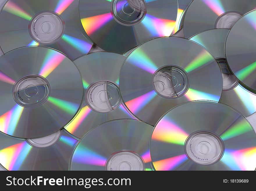 Close up of a bunch of CDs. Close up of a bunch of CDs.