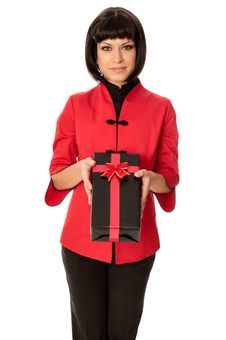 Gift With Red Bow Royalty Free Stock Photography Gift With Red Bow Royalty Free Stock Photography
