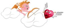 Cupid Shooting A Heart Royalty Free Stock Images