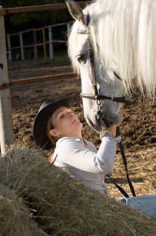 Young Woman With Her Horse Royalty Free Stock Photo Young Woman With Her Horse Royalty Free Stock Photo