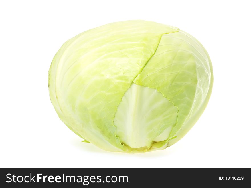 Head of green cabbage vegetable isolated on white background