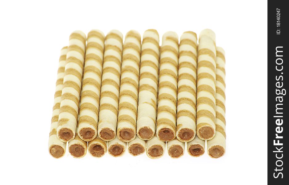 Wafer rolls isolated on a white background
