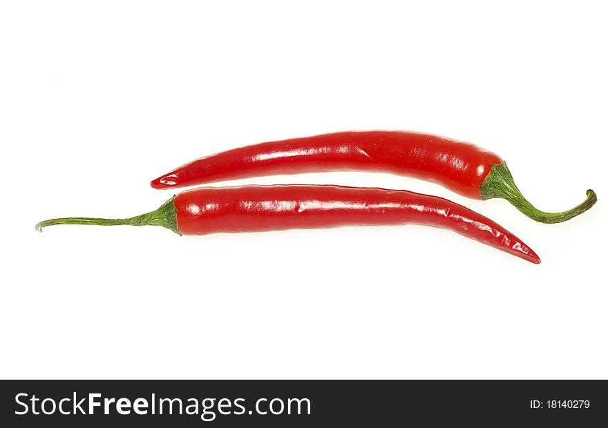 Red hot chili peppers on white background. Red hot chili peppers on white background