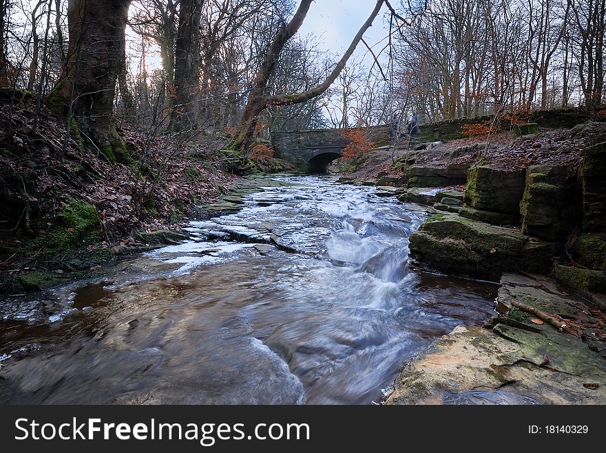 A Barren Fast Flowing Winter Stream. A Barren Fast Flowing Winter Stream