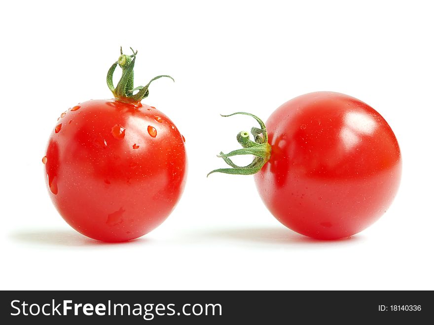 Fresh cherry tomato on white background