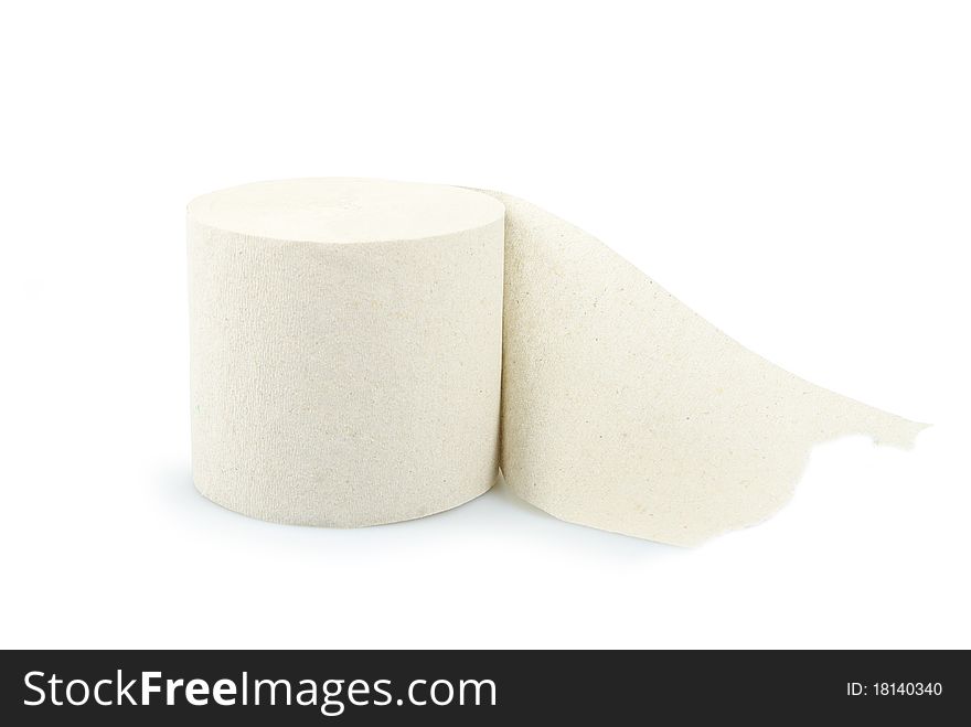 Toilet paper isolated on white close up