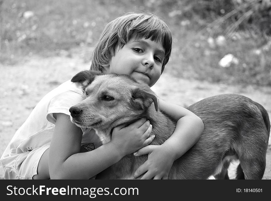 Little Girl With A Dog