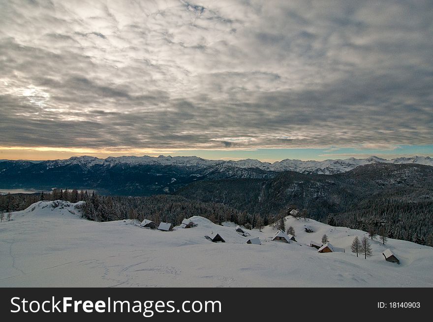 High alpine meadow in winter