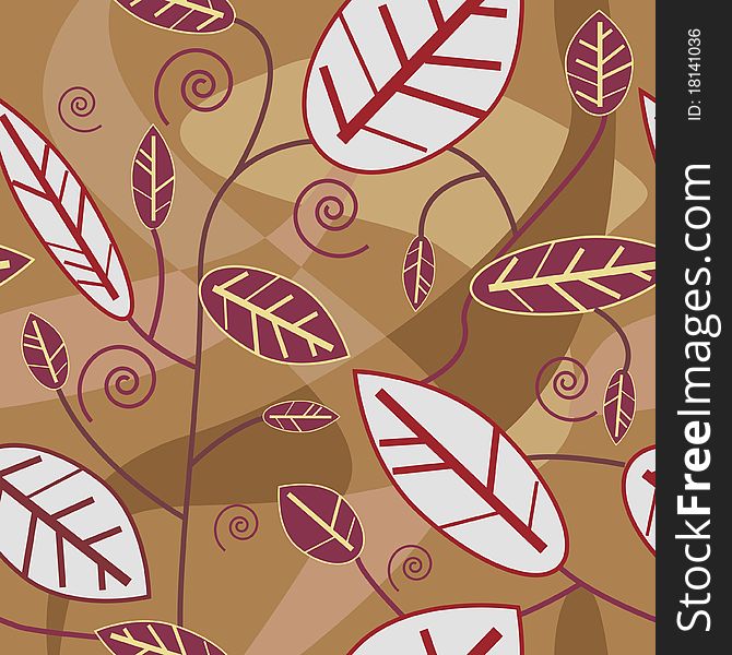 Abstract brown seamless texture with leafs. Abstract brown seamless texture with leafs
