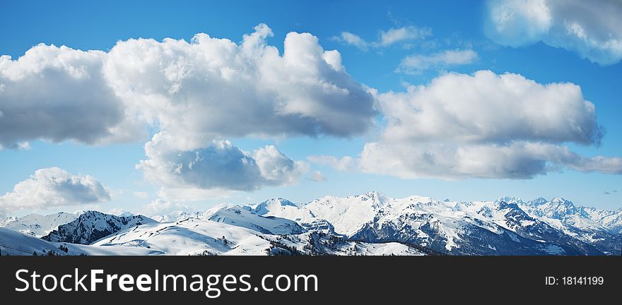White clouds with big mountain
