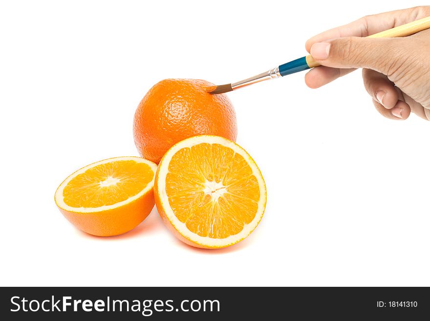 Drawing orange on a white background. Drawing orange on a white background.
