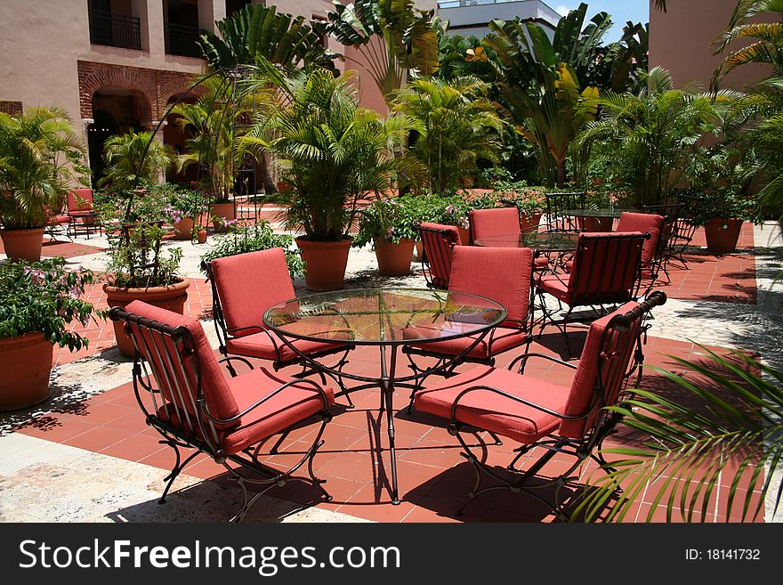 Luxury hotel garden at tropical resort