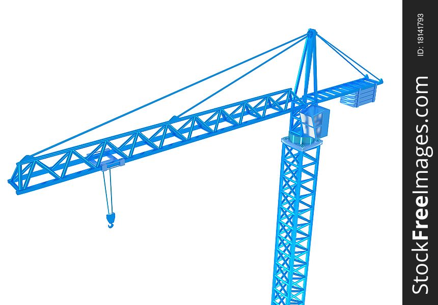 3D Render of red crane on white isolated background. 3D Render of red crane on white isolated background