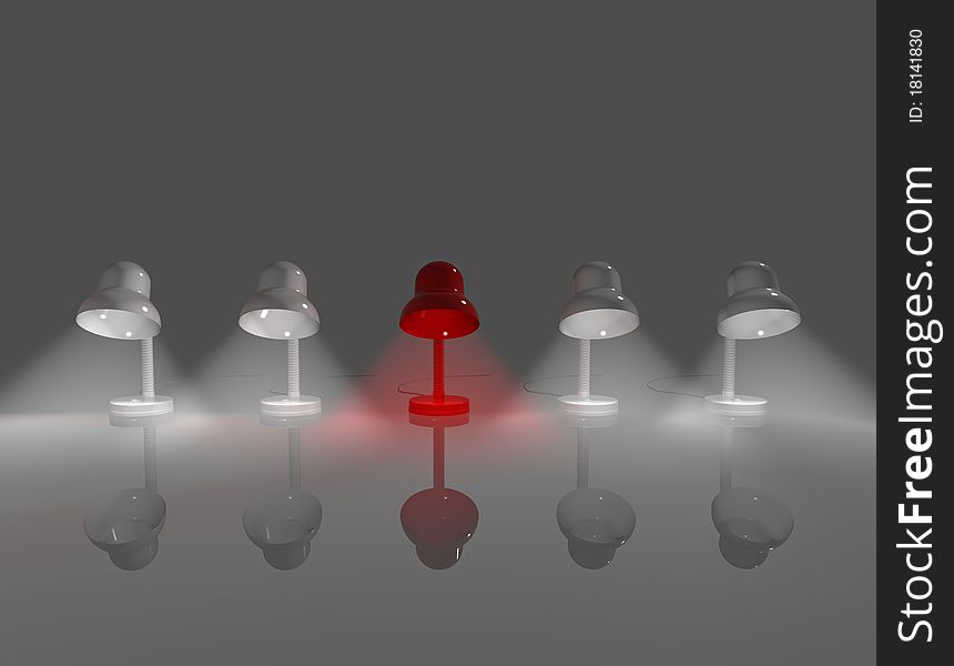 One exclusive red lapm. 3d render. One exclusive red lapm. 3d render
