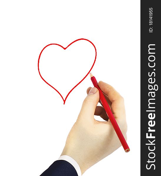 Hand drawing a red heart shape with marker. Hand drawing a red heart shape with marker