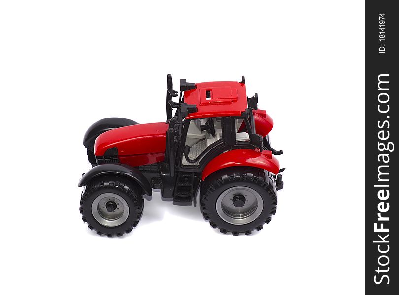 Red tractor on a white background