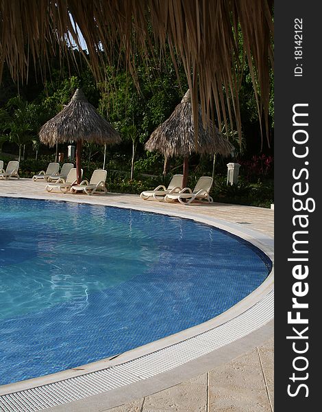 Luxury hotel garden with pool View in Cayo Levantado
