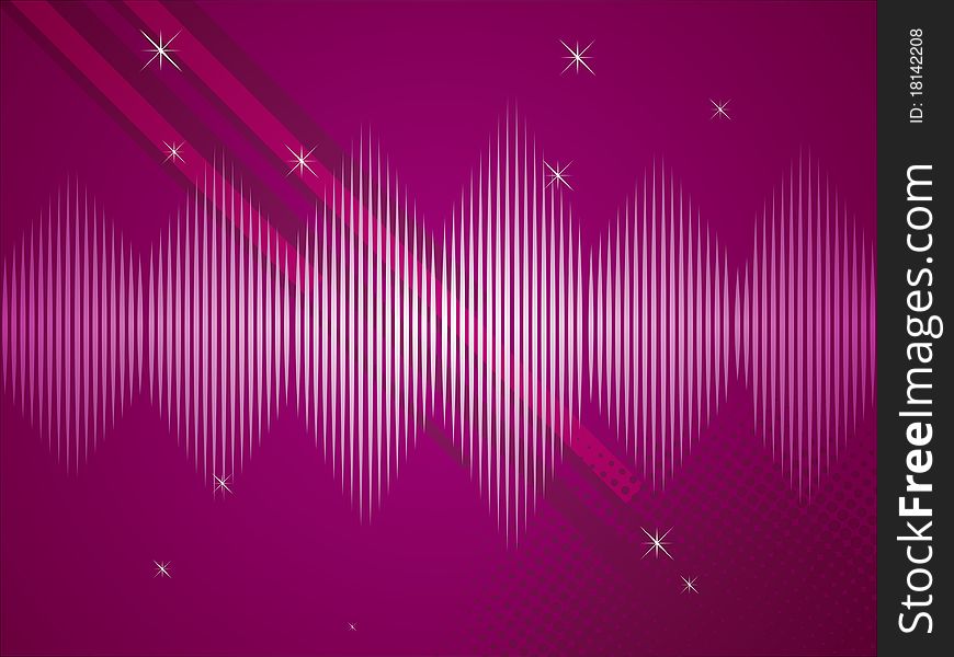 Lilac sound spectral background with sparkles and stripes