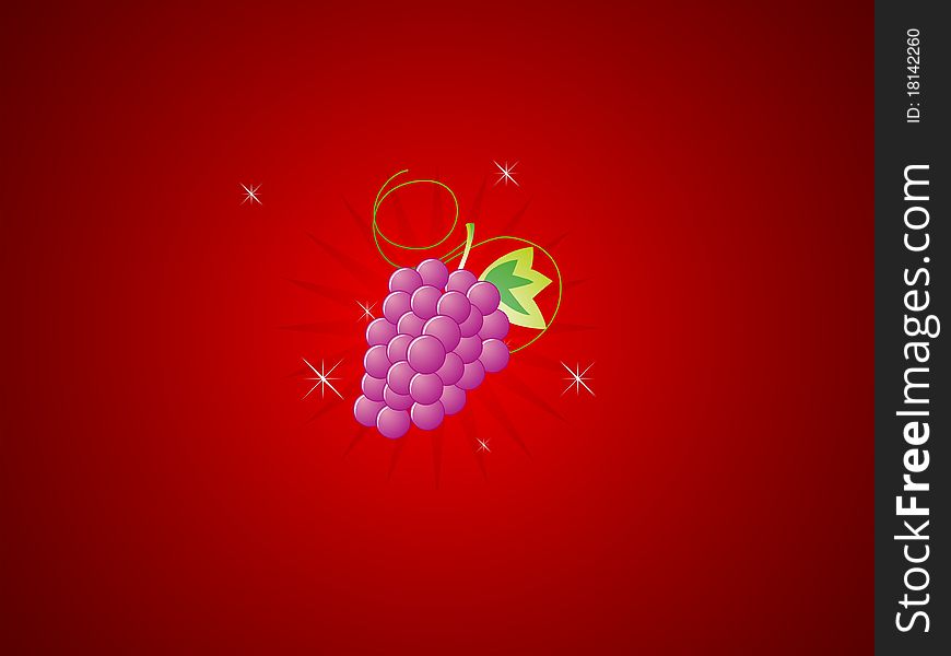 Slot machine grapes icon with red background. Slot machine grapes icon with red background