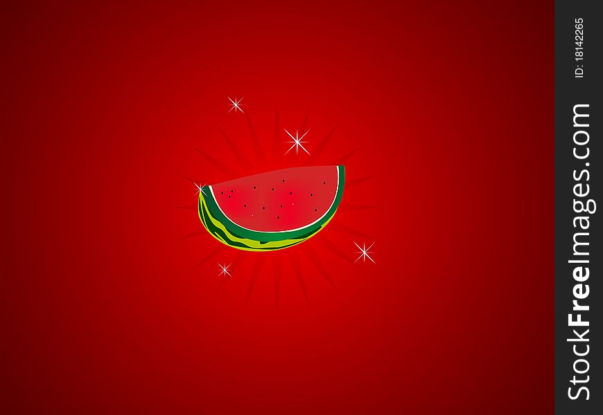 Slot machine watermelon icon with red background. Slot machine watermelon icon with red background