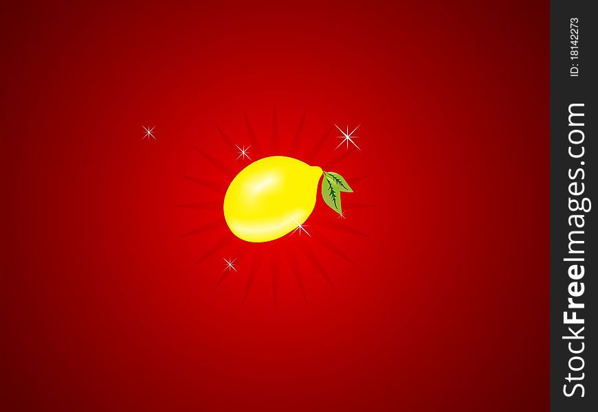 Slot machine lemon icon with red background. Slot machine lemon icon with red background