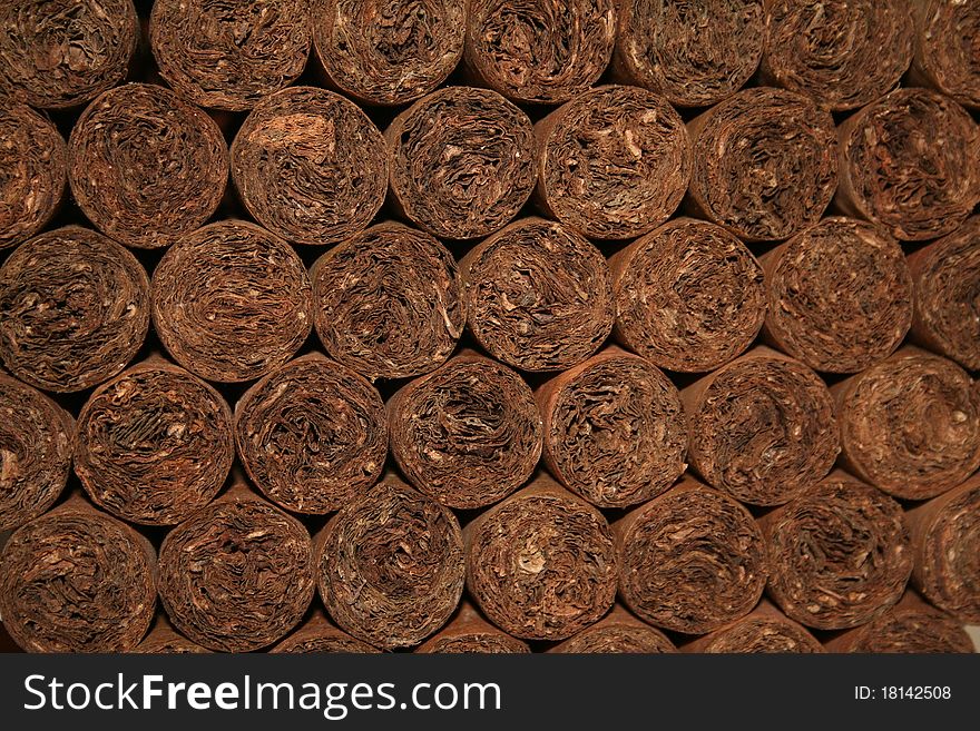 Close up of hand rolled cuban cigars