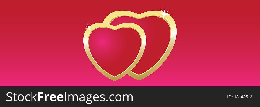 Couple of hearts, banner, illustration. Couple of hearts, banner, illustration