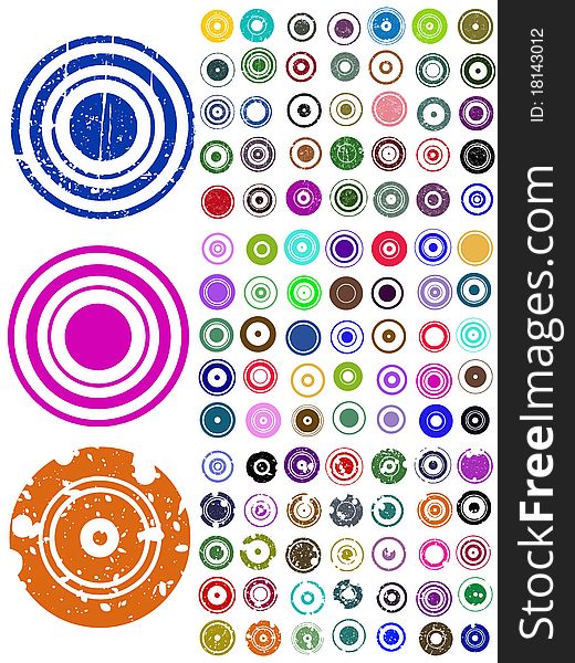 105 Vector Circle Elements with splat and grunge effects