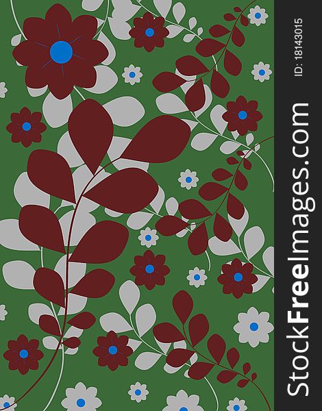 Floral background in green, brown, gray and blue. Floral background in green, brown, gray and blue