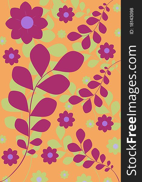 Floral background in orange and red. Floral background in orange and red