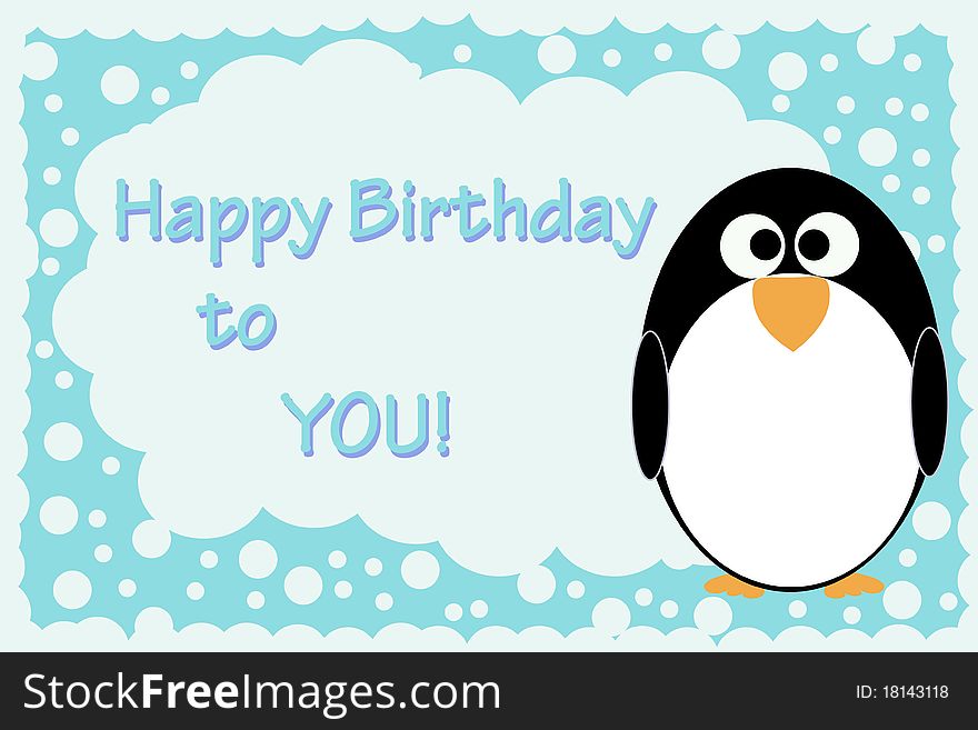 Penguin birthday card with text message