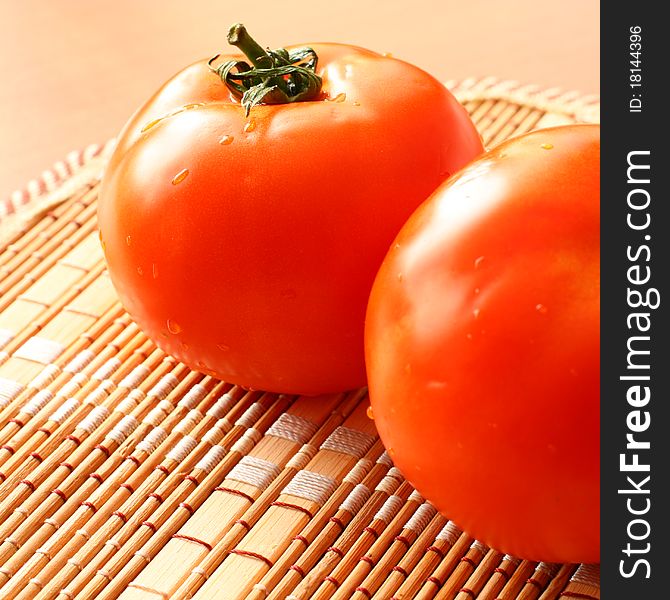 Red tomatoes set on the table