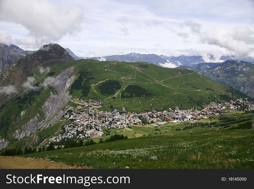 French alps ski resort Les 2 Alpes . French alps ski resort Les 2 Alpes